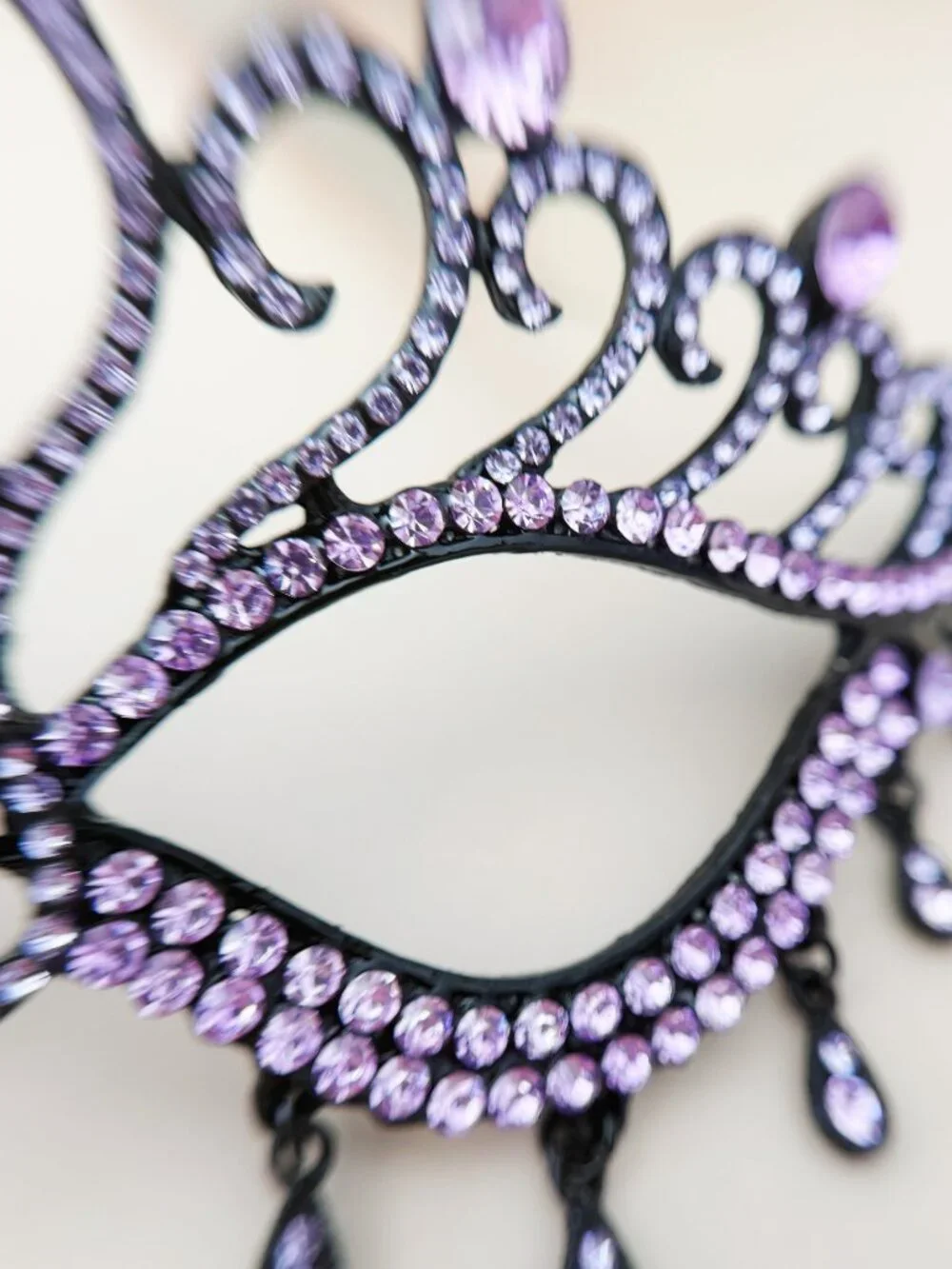Lavender Masquerade Mask, Crystal Eye Mask, Prom Ball Mask, Mardi Gras Mask